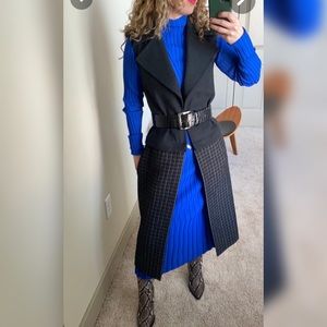 Trouve Black and Blue Long Vest
